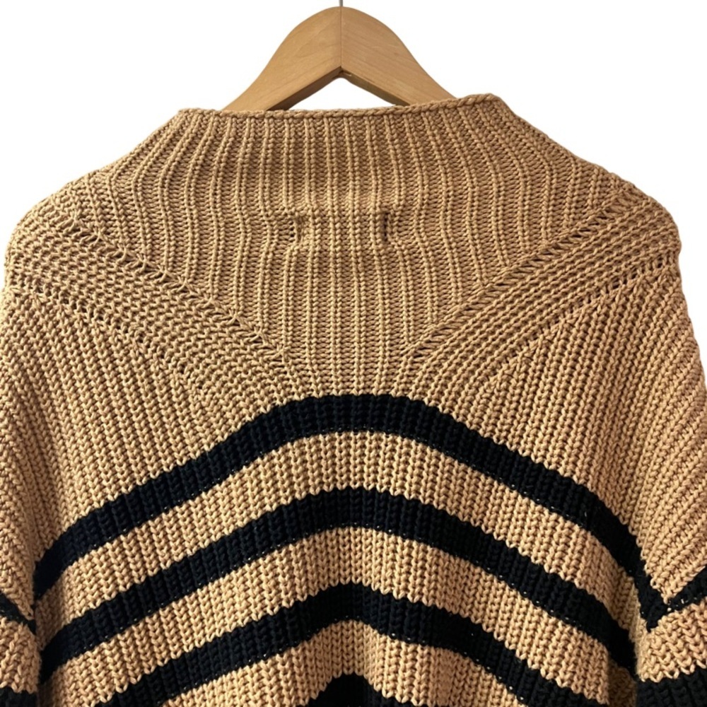 Fisherman Nautical Striped Old Navy Sweater Medium Tan Black Chunky Cozy - Picture 6 of 8